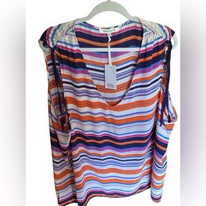 Rose+Olive striped tank blouse 3X